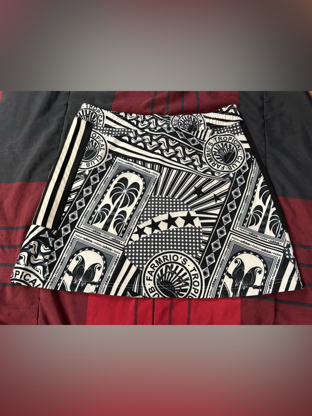 FARM Rio x ADIDAS Black & White Graphic Circle Skirt - Picture 11 of 14